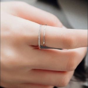 NWT! Gold Filled over S925 Multi Row Pave Set White Zircon Adjustable Ring